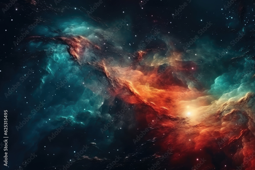 Fototapeta premium Colorful space galaxy cloud nebula. Stary night cosmos. Universe science astronomy. Supernova background wallpaper