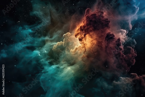 Colorful space galaxy cloud nebula. Stary night cosmos. Universe science astronomy. Supernova background wallpaper © Roman
