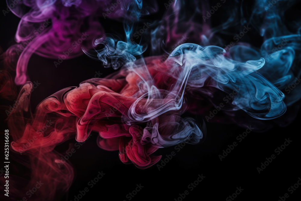Dramatic smoke and fog in contrasting vivid red, blue, and purple colors. Vivid and intense abstract background or wallpaper. Dramatic smoke and fog in contrasting vivid red, blue, and purple colors. Vivid and intense abstract background or wallpaper.