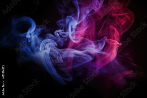 Dramatic smoke and fog in contrasting vivid red, blue, and purple colors. Vivid and intense abstract background or wallpaper. 