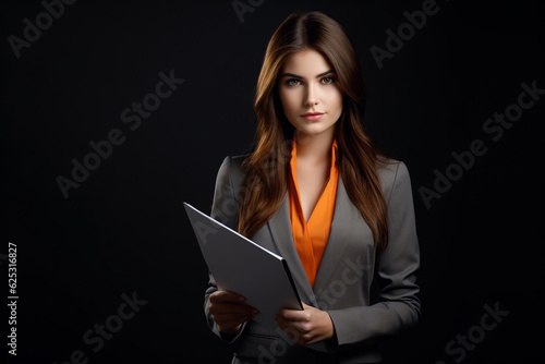 businesswoman holding document holder, generative ai
