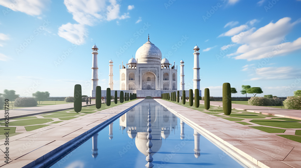 India landmark travel concept. The beautiful Taj Mahal