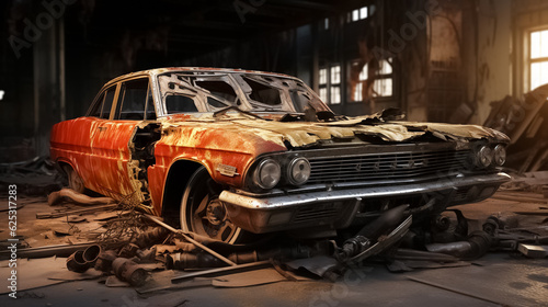 Vintage background. Vintage car wrecks.