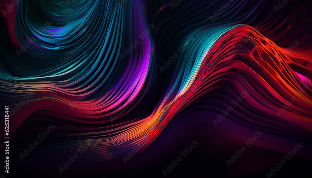 Fototapeta premium Smooth flowing wave pattern in futuristic blue decoration backdrop generated by AI