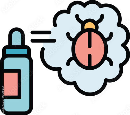 Bug spray icon outline vector. Control pest. Poison insect color flat