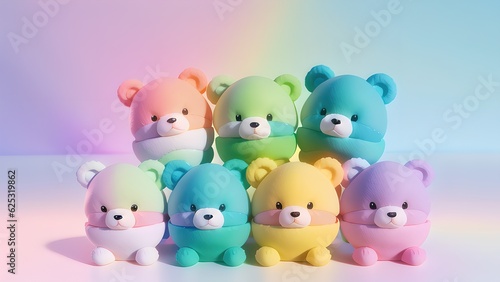 rainbow bear bear  3 d render