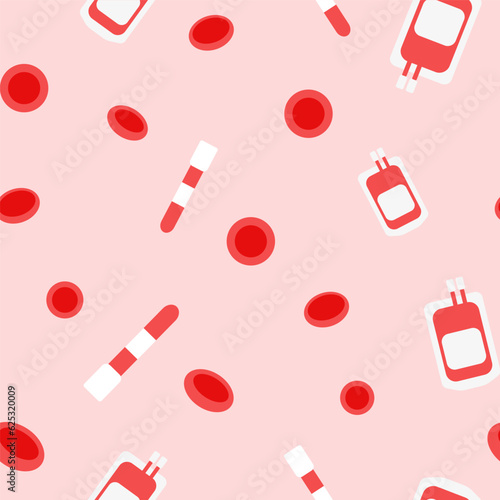 Seamless pattern of blood donation with icons. World Blood Donor Day. Vector illustration for web page, banner, print media.