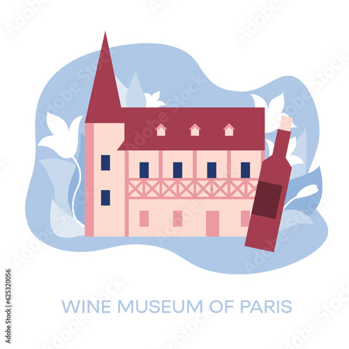 Wallpaper Mural Paris Wine Museum, France Traveling to France, learning French. Landmarks of France. Flat design, vector illustration. Torontodigital.ca