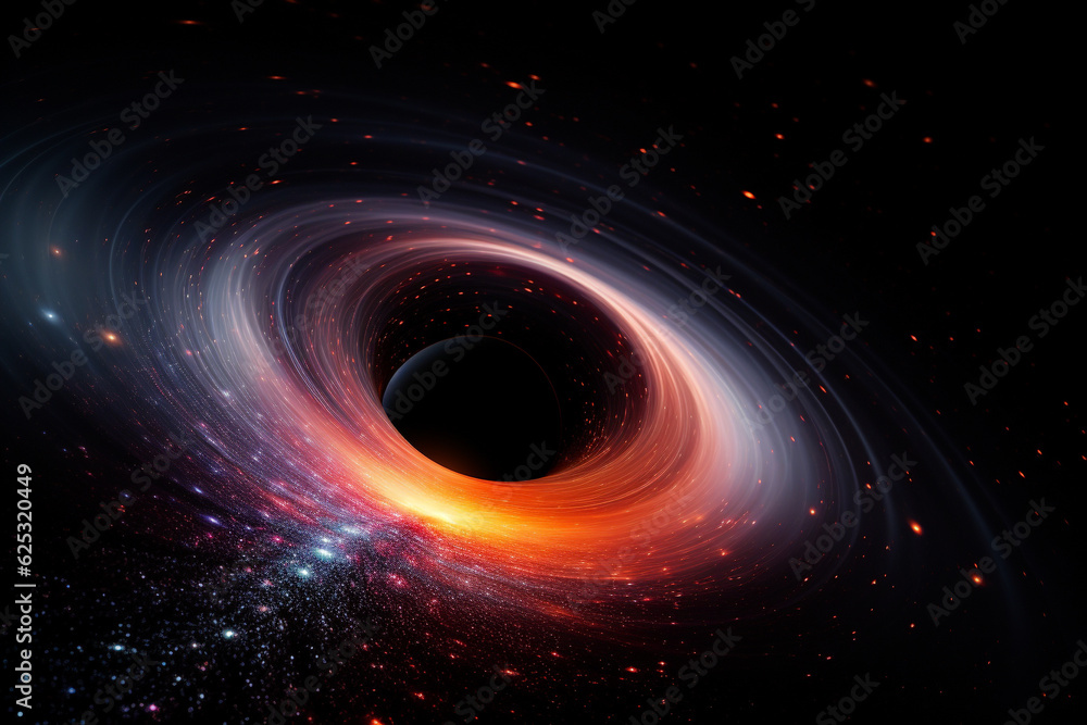 Black hole with nebula over colorful stars and cloud fields in outer space. Abstract space . Universe way fiction hydrogen nebula galaxy white earth cloud cosmic atmosphere explosion meteorite deep. - obrazy, fototapety, plakaty 