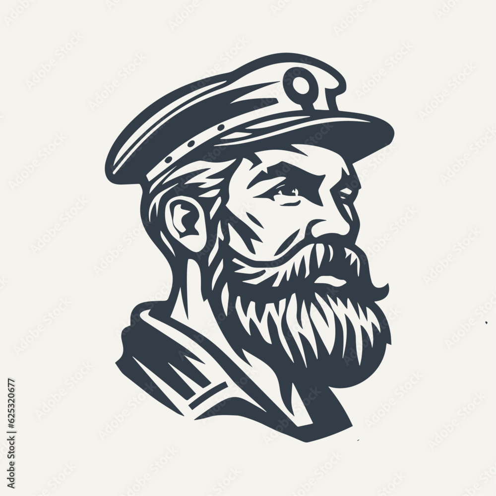 Logo symbol of captain. Vintage woodcut engraving style vector illustration.