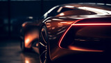 Futuristic sports car with chrome alloy wheels and sleek curves generated by AI