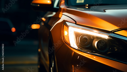 Modern luxury sports car speeds through vibrant city nightlife generated by AI © djvstock