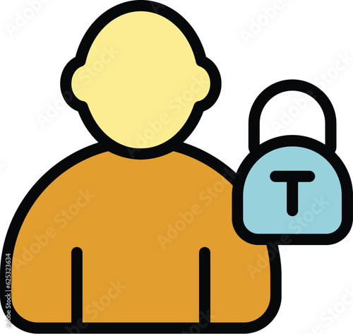 Lock theft icon outline vector. Stop fraud. Cyber key color flat