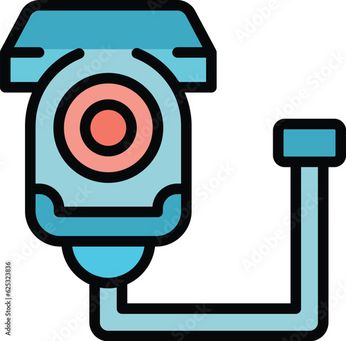 Police camera icon outline vector. Stop fraud. Cyber key color flat
