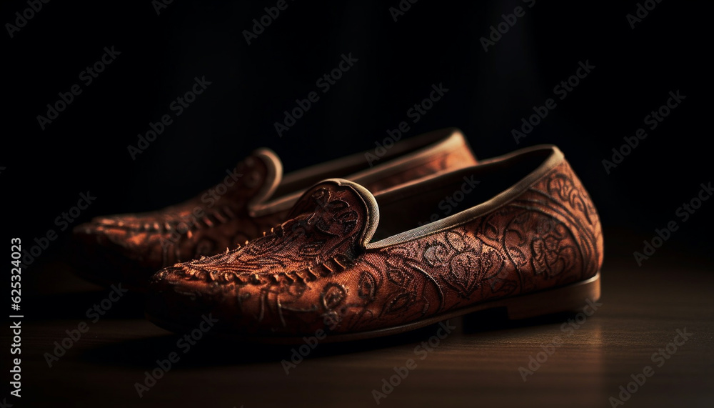 Shiny leather dress shoes, a symbol of men formal elegance generated by
