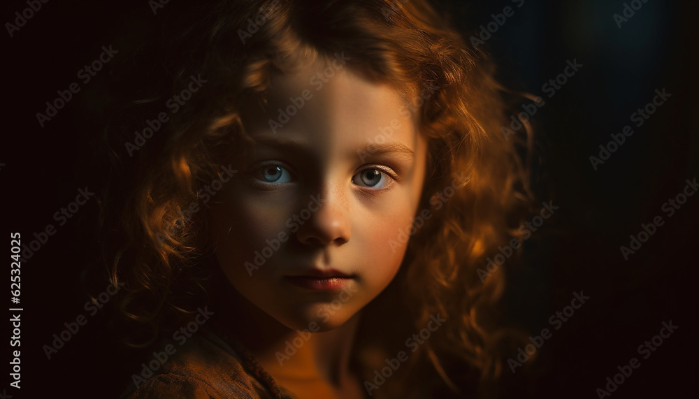 Portrait of a Cute Caucasian Child Looking at Camera Outdoors generated by AI