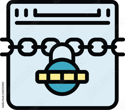 Lock web site icon outline vector. Stop fraud. Secure cyber color flat