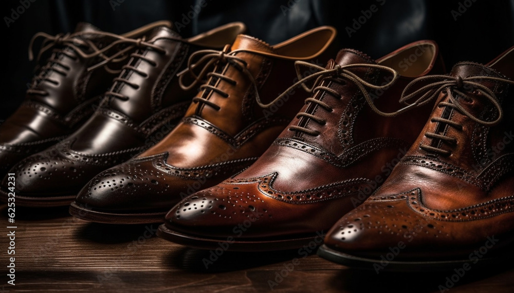New leather shoes, shiny and elegant, perfect for formalwear generated by AI