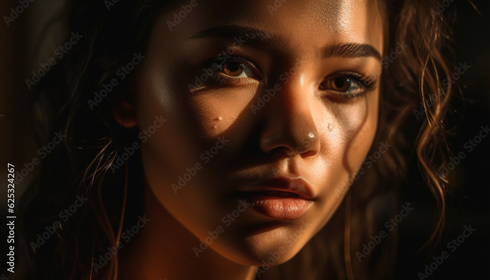 Beautiful young woman exudes sensuality with elegance and confidence generated by AI Beautiful young woman exudes sensuality with elegance and confidence generated by AI