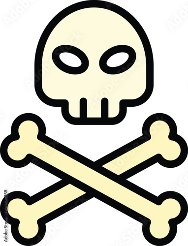 Cyber security skull icon outline vector. Stop fraud. Secure key color flat