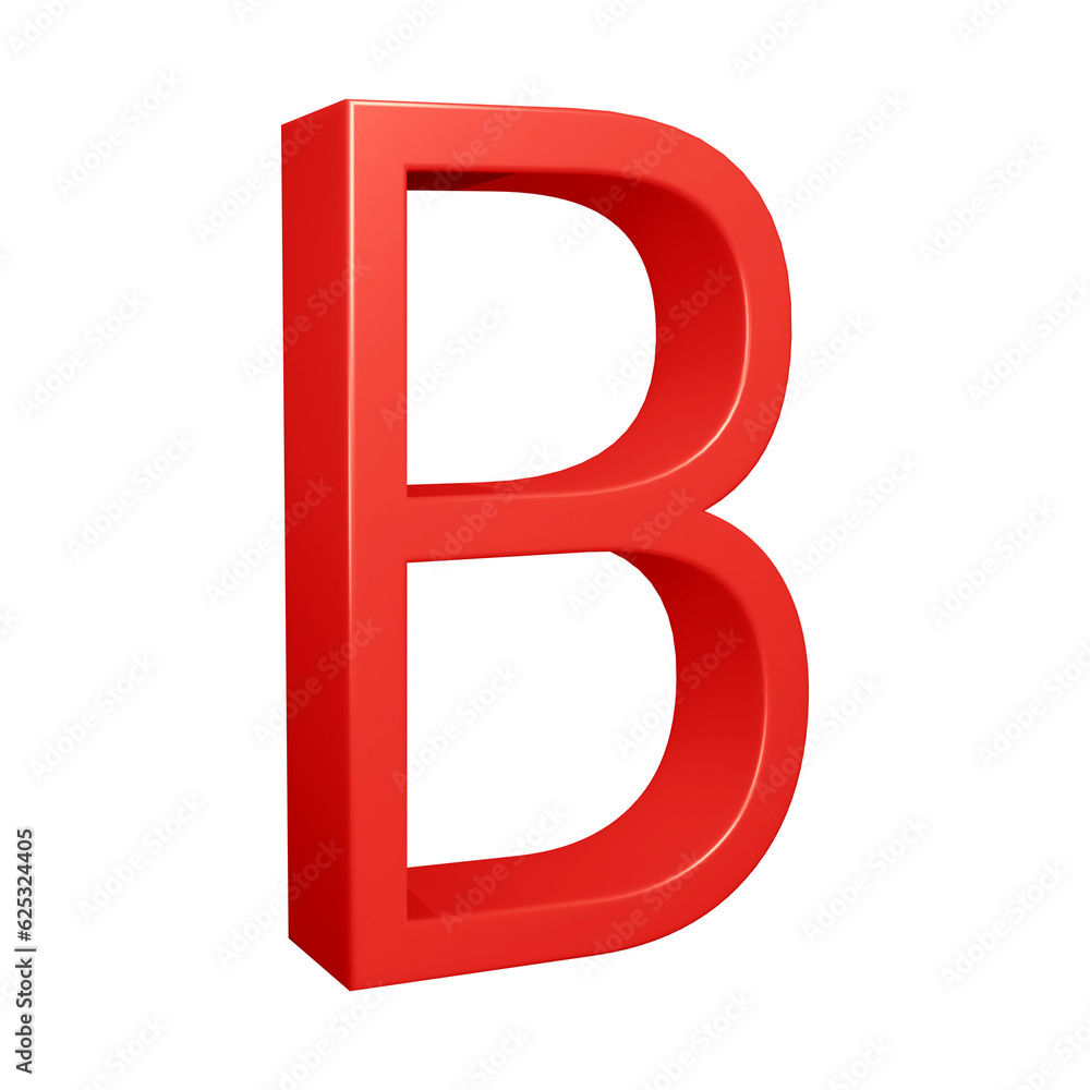 3D red alphabet letter b for education and text concept 3D red alphabet letter b for education and text concept