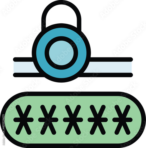 Secure password icon outline vector. Stop cyber. Money key color flat