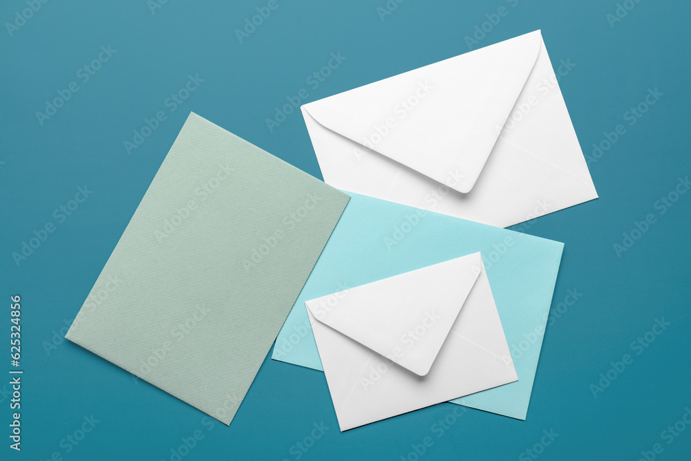 Set of different envelopes on color background Set of different envelopes on color background