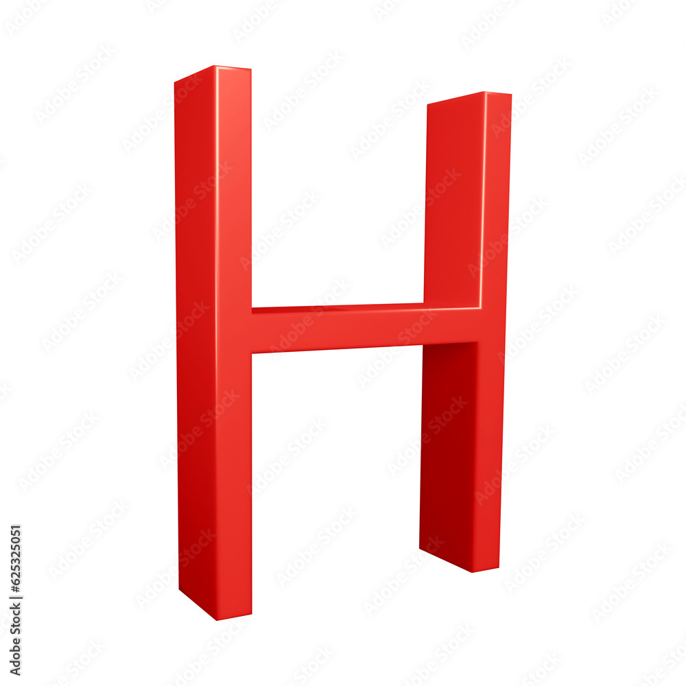 3D red alphabet letter h for education and text concept 3D red alphabet letter h for education and text concept