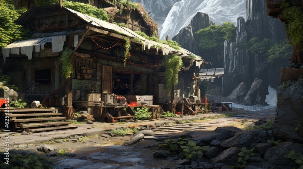 Obraz premium A climatic place with survival theme game art