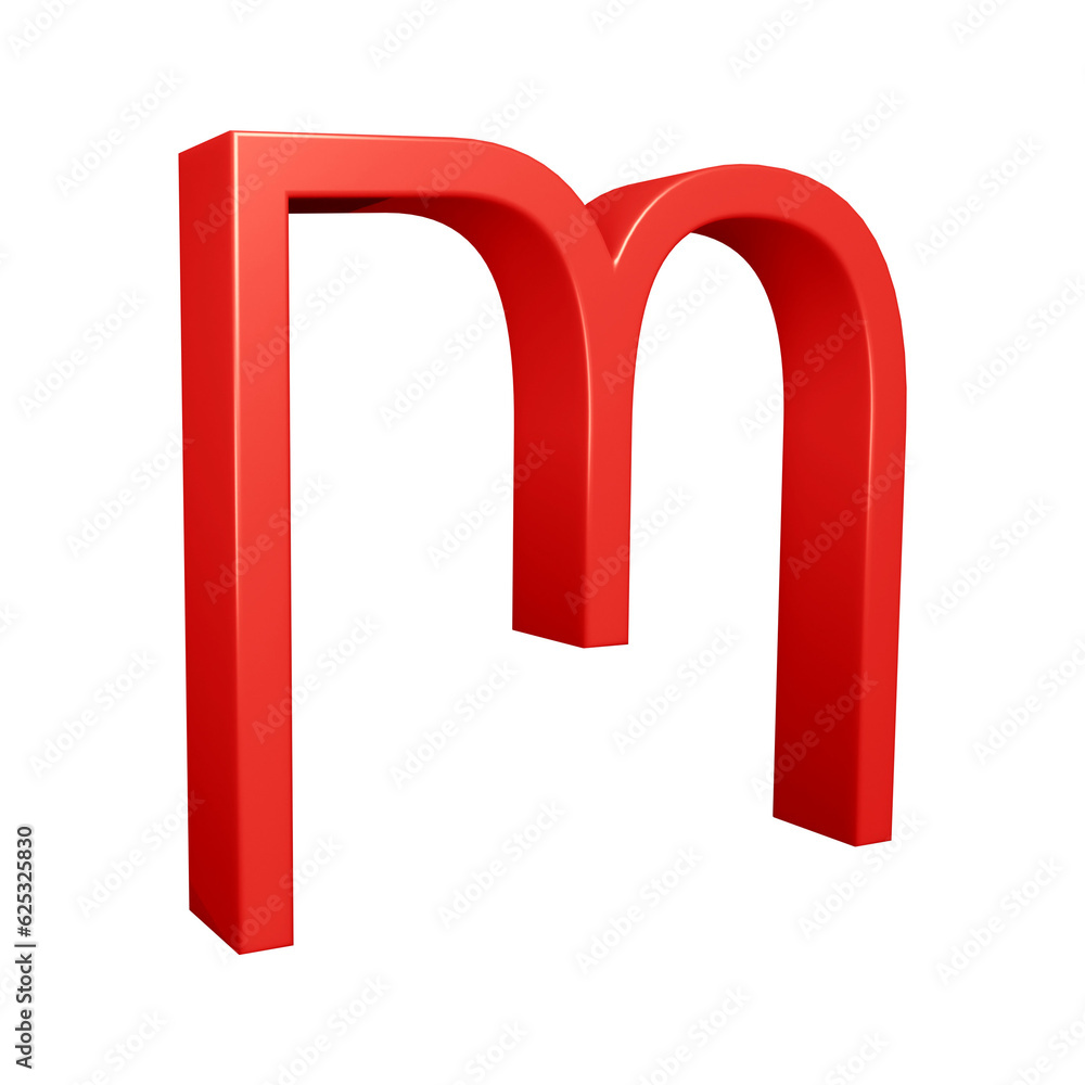 3D red alphabet letter m for education and text concept 3D red alphabet letter m for education and text concept