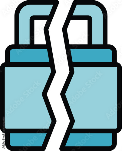 Unlock padlock icon outline vector. Stop fraud. Secure cyber color flat
