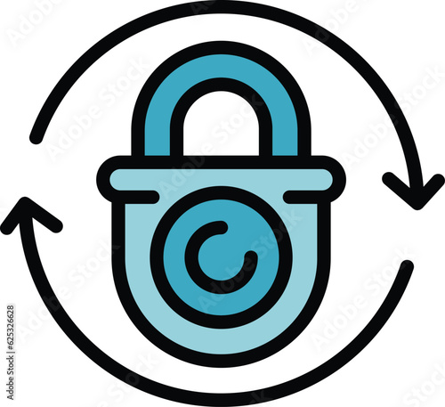 Change cyber lock icon outline vector. Secure key. Cyber fraud color flat