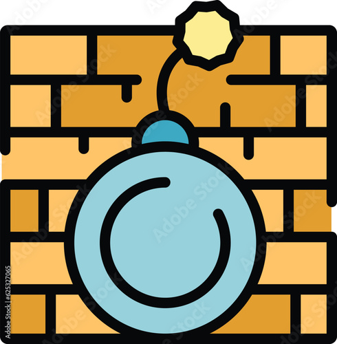 Firewall bomb icon outline vector. Cyber money. Hacker lock color flat