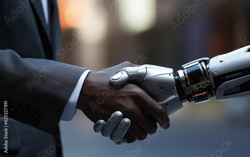 Black Man Shaking Hands with an AI Robot © Alex Stokes