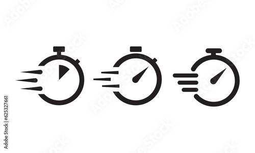 Shortest speed and time limit stopwatch vector icon black and white set material	