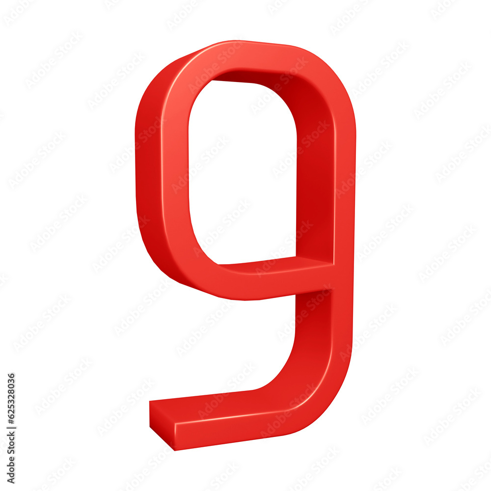 3d red number 9 design for math, business and education concept 3d red number 9 design for math, business and education concept