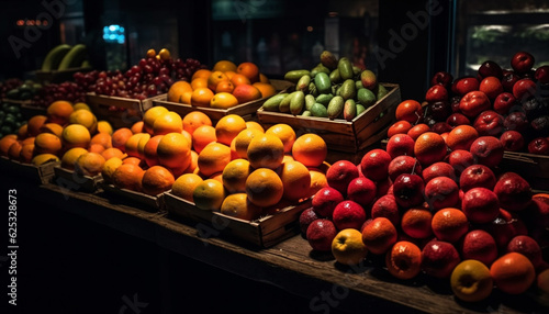A large group of fresh  ripe  organic fruits and vegetables generated by AI