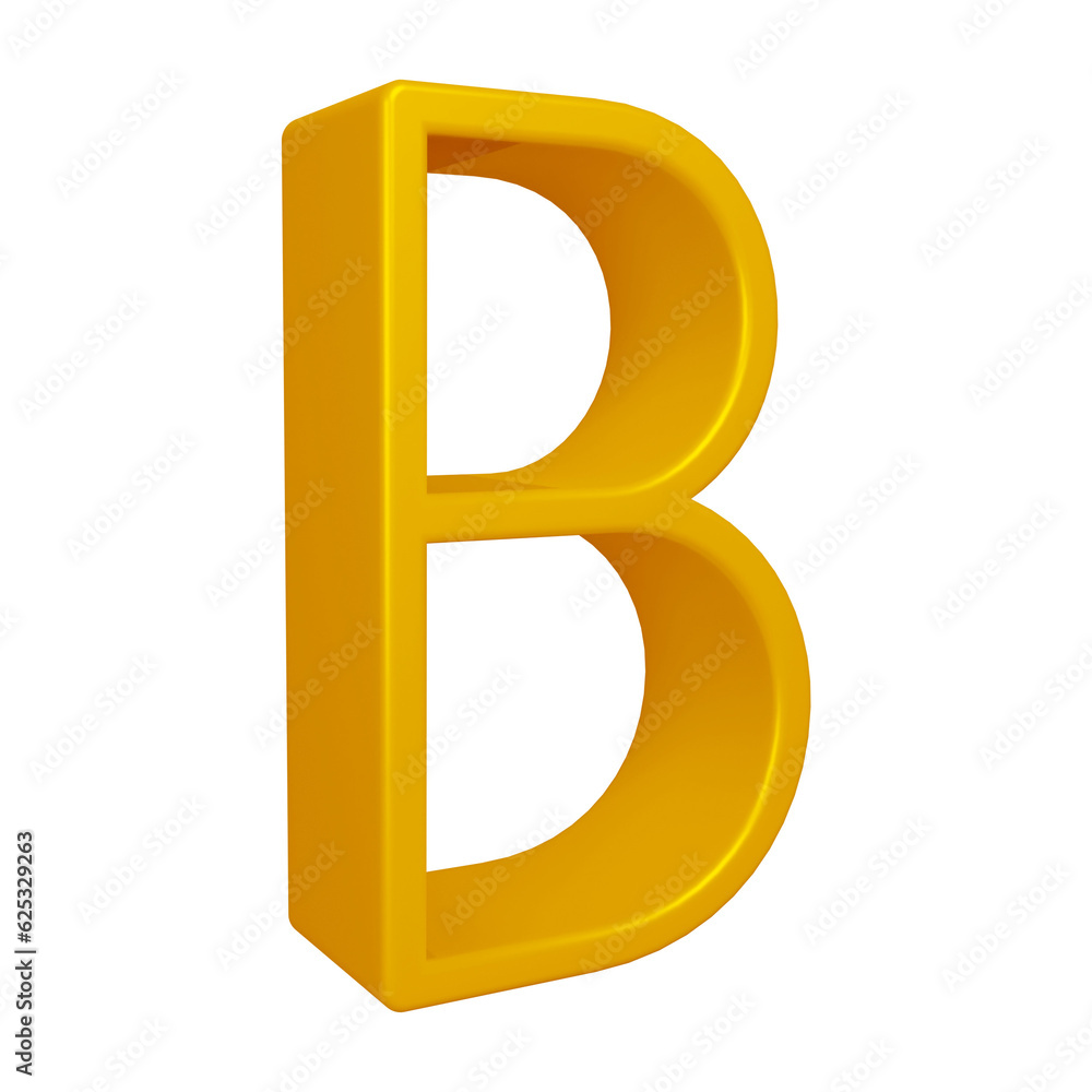 3D golden alphabet letter b for education and text concept 3D golden alphabet letter b for education and text concept