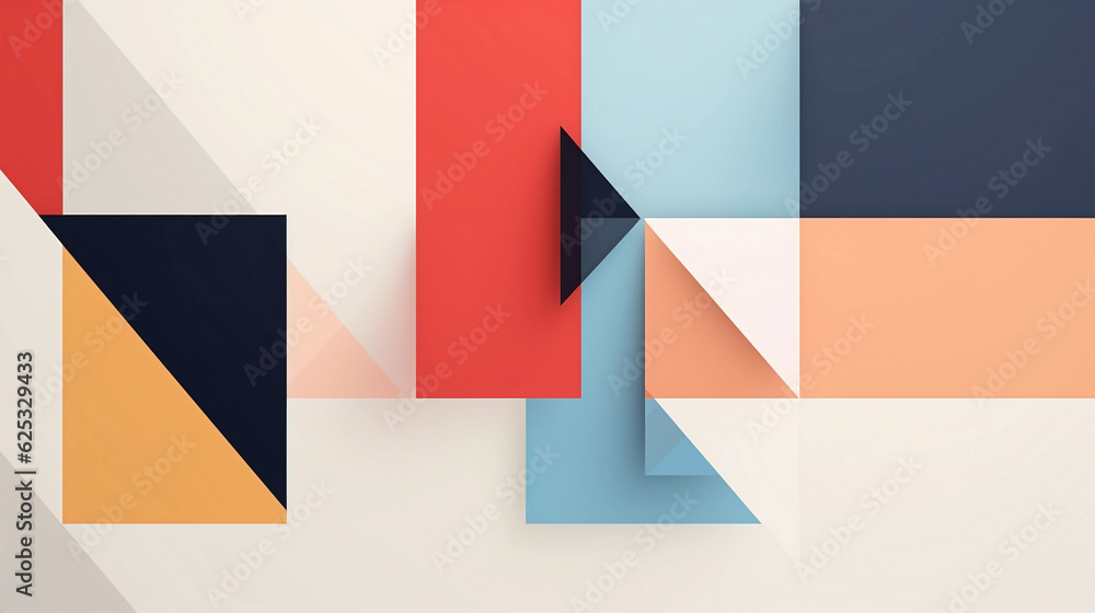an abstract geometric minimalist line color block art painting created by generative AI