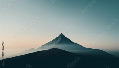 Majestic mountain range at dawn, back lit by sunrise glow generated by AI