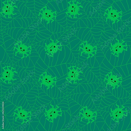 Cartoon Halloween seamless web and spider pattern for wrapping paper and fabrics and kids clothes © Tetiana