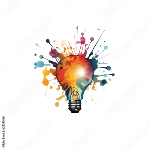 a colorful light bulb with paint splatters