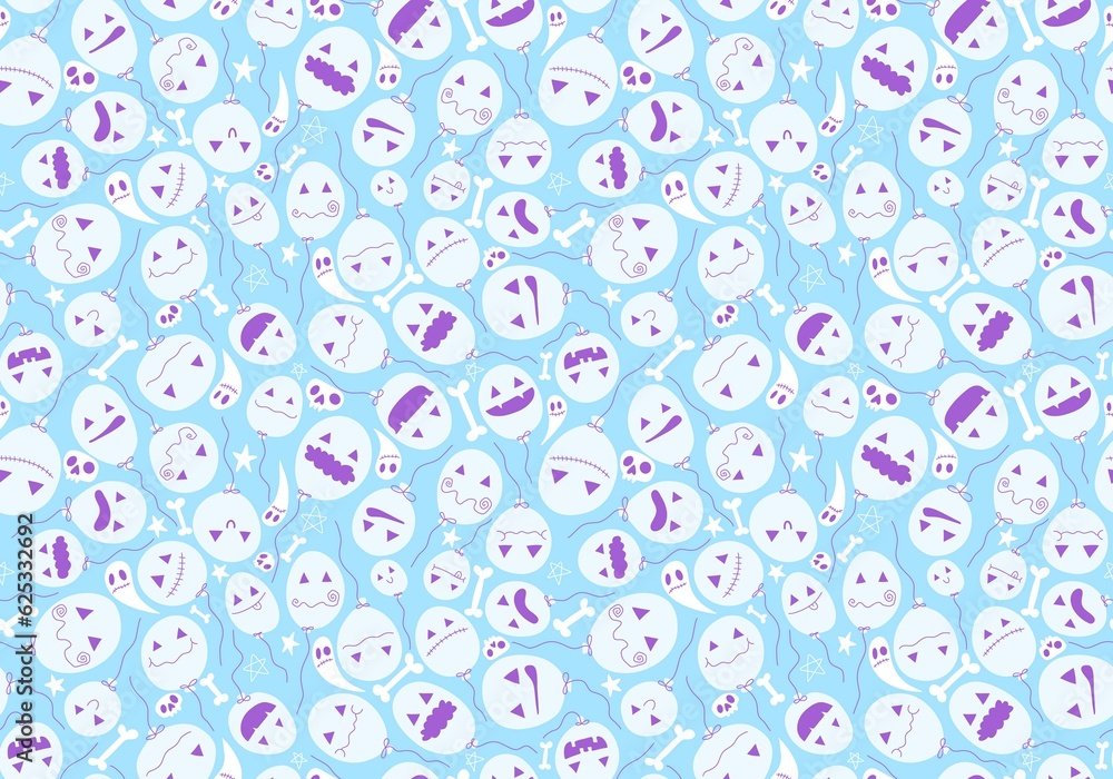 Cartoon festive season Halloween balloons with skulls pattern for wrapping paper and fabrics and linens Cartoon festive season Halloween balloons with skulls pattern for wrapping paper and fabrics and linens