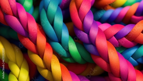 Colorful elastic bands or rope as a background. Close up. Macro.