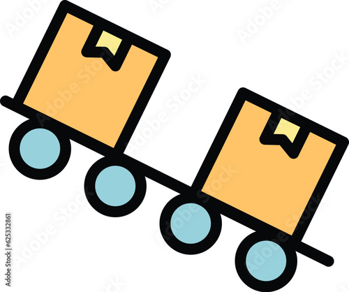 Production chain icon outline vector. Supply industry. Factory process color flat