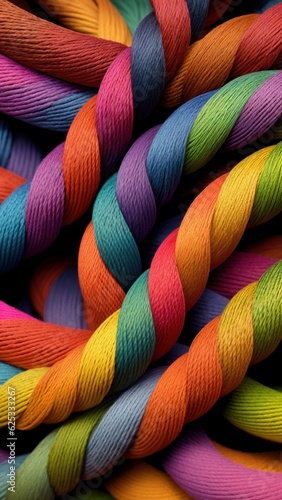 Colorful elastic bands or rope as a background. Close up. Macro.