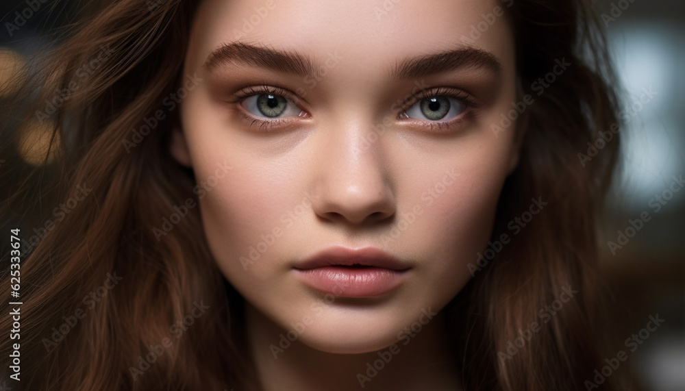 Beautiful young woman exudes confidence and sensuality in nature generated by AI Beautiful young woman exudes confidence and sensuality in nature generated by AI