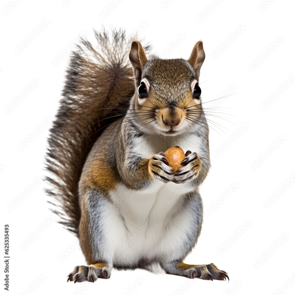 Eastern grey squirrel eat nut, hold nut, transparent background Eastern grey squirrel eat nut, hold nut, transparent background