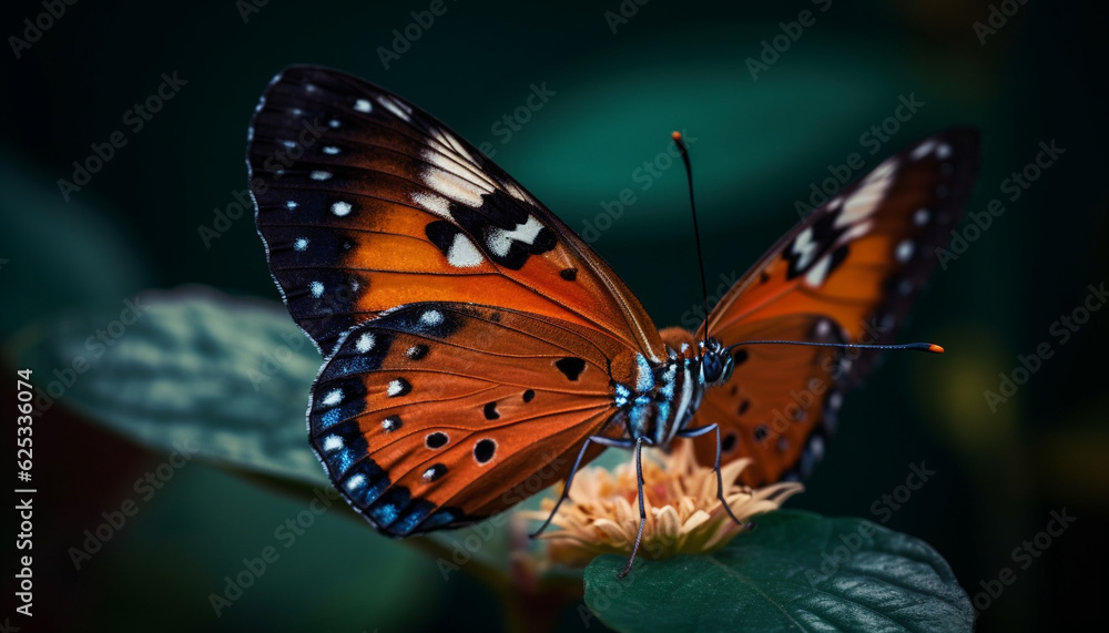 Vibrant butterfly in nature, flying with elegance and beauty generated by AI Vibrant butterfly in nature, flying with elegance and beauty generated by AI