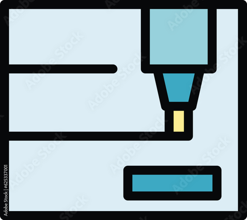 Metalwork cnc machine icon outline vector. Steel factory. Work tool color flat